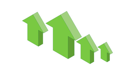 Isometric green 3d arrows pointing in up direction icon. EPS 10 Vector illustration.