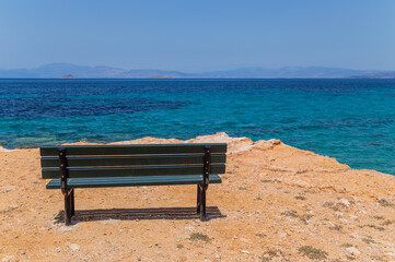 Naklejka na ściany i meble bench on the coast in Aegina