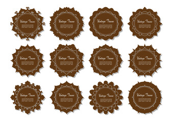 Decorative label frames. Vintage ornate labels sale stickers Vector symbol set