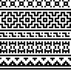 National pixel pattern. Traditional ethnic pattern, black ornament on white background