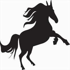 Vector, Image of horse silhouette icon, black and white color, with transparent background


