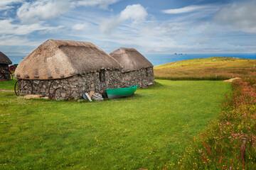 Traditional stone farmhouse at Skye Museum of Island Life, Isle of Skye, Scotland - obrazy, fototapety, plakaty