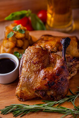 Grilled duck leg on the bone
