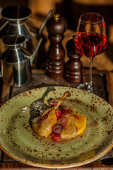 Grilled duck leg with bone