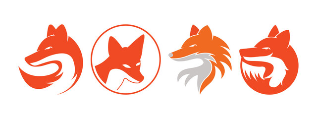 Fox head icon set design template vector isolated illustration