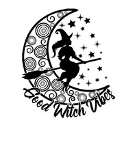 Good Witch vibes Halloween Shirts Moons and Crystals Mystic Halloween t-shirt design