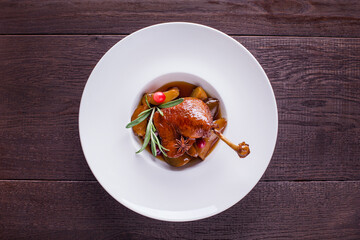 Grilled duck leg with bone