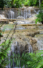 Kao Fu or Mae Kae 2 waterfall, limestone waterfall at Lampang province in Thailand