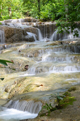 Kao Fu or Mae Kae 2 waterfall, limestone waterfall at Lampang province in Thailand