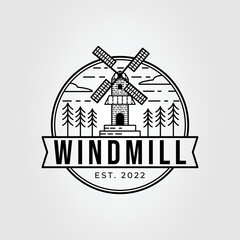 holland windmill or Netherlands spool logo vector illustration design