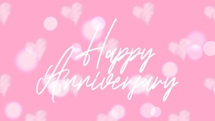 Happy Anniversary writing with heart background, colorful, cheerfull, invitation card, celebration banner