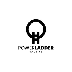 Obraz premium power logos. logo with a power button icon in which there is a ladder