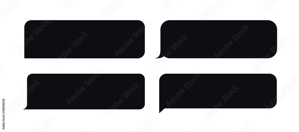 Wall mural set of bubble messages template black style for website, mobile chat application, chat speech bubble