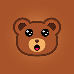 Illustration of cute teddy bear cartoon face.