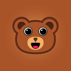 Illustration of cute teddy bear cartoon face.