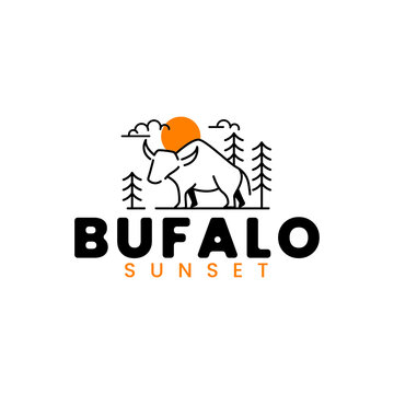bufalo nature logo. vintage logo or nature theme that can be used for t-shirts