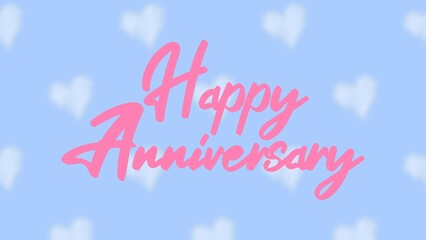 Happy Anniversary writing with heart background, colorful, cheerfull, invitation card, celebration banner