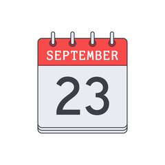 Fototapeta premium September 23. Calendar icon. Vector illustration, flat design..