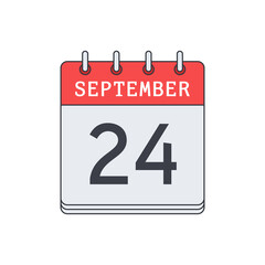 Fototapeta premium September 24. Calendar icon. Vector illustration, flat design..