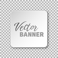 White paper cut vector banner. Rectangle frame with shadow underneath on transparent background. Best for polygraphy, print and web design.