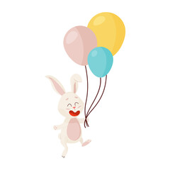 Obraz na płótnie Canvas Bunny Character. Jumping and Laughing Funny, Happy Easter Rabbit.