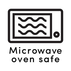 Microwave oven safe icon vector line style with dish information sign for cooking, suitability of plastic utensils for safe heating. Vector 10 eps