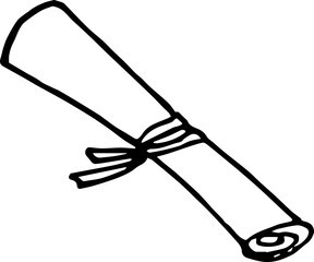 Scroll, hand-drawn. Hand-drawn doodles illustration.
Line art.