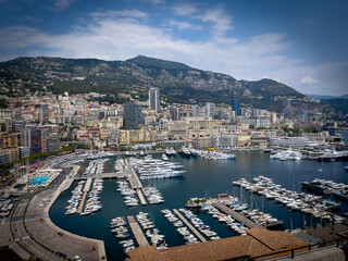 Fototapeta na wymiar the port of Monaco in summer with many yachts