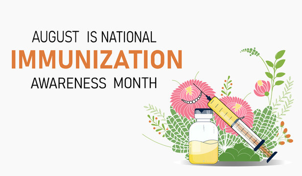 National immunization or immunisation awareness month. Template for background, banner, card, poster with text inscription. Vector illustration