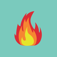 Imagen vectorial de fuego rojo sobre un fondo azul