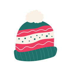 Flat icon winter cap isolated on white background. Vector illustration.