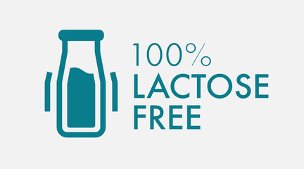 Lactose free vector label for food emblem, stamp, seal, badge, packaging. Healthy natural organic product. 10 eps