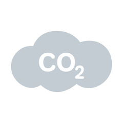 Flat icon carbon dioxide on cloud isolated on white background. Climate change concept. CO2 symbol.