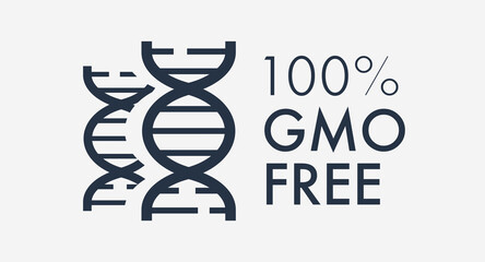 GMO free vector label isolated on background for cafe menu, restaurant, t shirt, healthy food icon, natural organic nutrition tag, vegan product. 10 eps