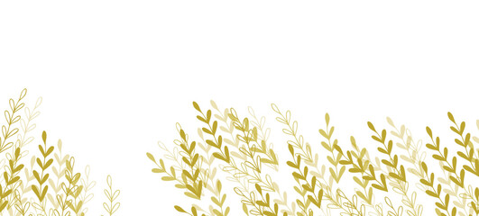Fototapeta premium Floral web banner with drawn color exotic leaves. Nature concept design. Modern floral compositions with summer branches. Vector illustration on the theme of ecology, natura, environment