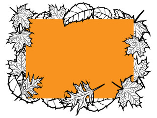 leaves stacked on an orange square frame