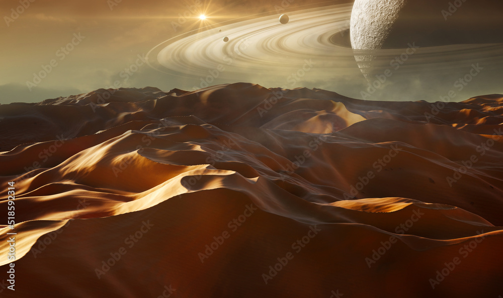 Wall mural planet and sand dunes in outer space