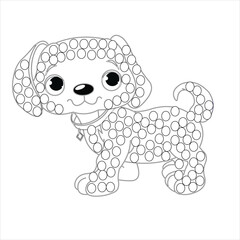 Dot maker activity For kids .Children activity coloring page. cute dog  dot maker activity    for kids 