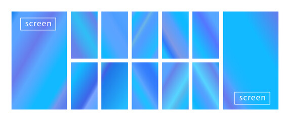 Fototapeta premium Mobile screen lock display collection of colorful backgrounds in trendy neon colors. Modern screen vector design for mobile app. Soft color abstract pastel holographic gradients. Swatches for design