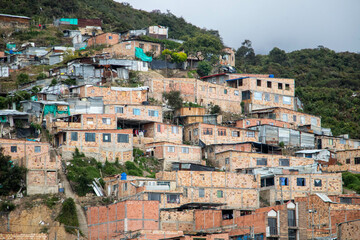 view of the city, brick houses, Ciudad Bolivar, Bogotá Colombia