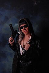 dramatic portrait of female secret agent