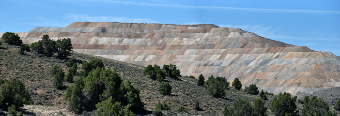 Mineral ore deposited in layers at a copper mine in Nevada