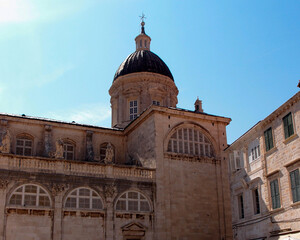 Fototapeta na wymiar The cathedral of the ancient city, the famous landmark of the old town, Cathedral of the Assumption, Dubrovnik