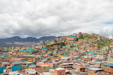 view from the top of the mountain, colorful houses, Ciudad Bolivar, Bogotá Colombia