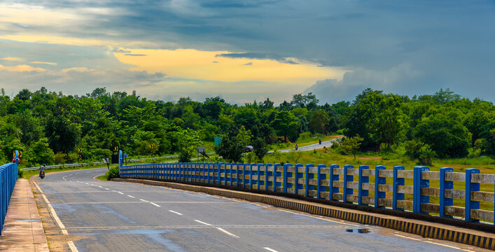 Indian Highway with Moody Skies. Selective focus is used.