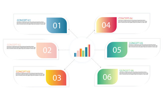 Infographic Rectangle Round Corner Shape Vector Template Process Concept Step For Strategy Or Education