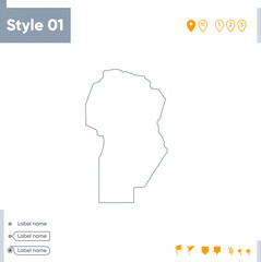 Cordoba, Argentina - stroke map isolated on white background. Outline map. Vector map