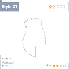 Mendoza, Argentina - stroke map isolated on white background. Outline map. Vector map