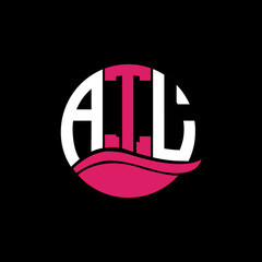 ATL logo monogram isolated on circle element design template, ATL letter logo design on black background. ATL creative initials letter logo concept. ATL letter design.
