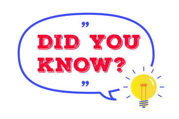 Did you know bubble with bulb for social media, interesting funny facts, life hacks, advertising, education, business, learning, education, expert tutorial, wise council, blog label. Vector 10 eps